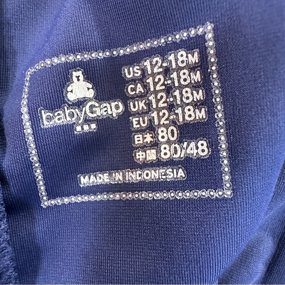 GAP Kids Navy and White One Piece Striped Rash guard Sz 12-18M - Picture 4 of 6